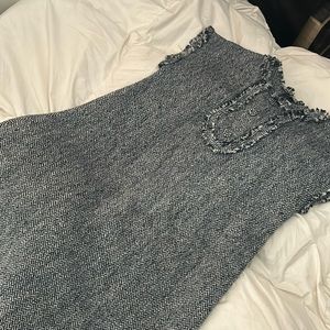 Il Gufo Kids' Girls Blue & White Tweed Dress